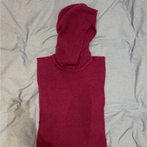 Dark pink Knit Sleeveless Hoodie